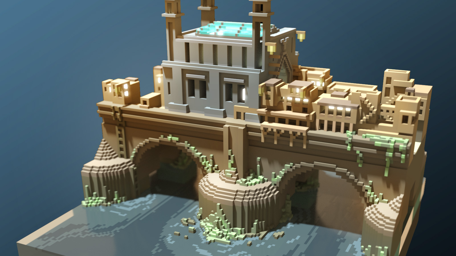 Pont medieval voxel